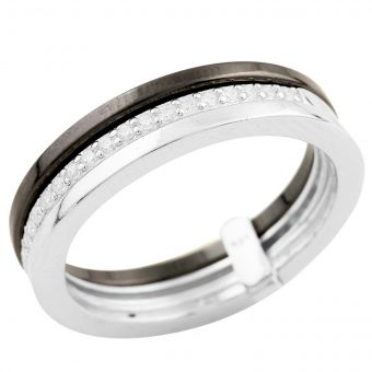 Серебряное кольцо Tiva с керамикой, вес изделия 4,73 гр (1523841) 18 размер