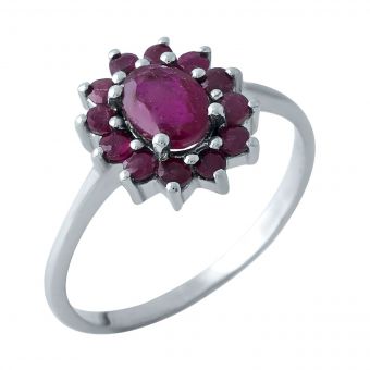 Серебряное кольцо Tiva с натуральным рубином 1.62ct, вес изделия 2,6 гр (1968109) 18 размер