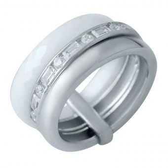 Серебряное кольцо Tiva с керамикой, вес изделия 7,14 гр (1978047) 18 размер