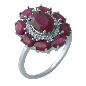 Серебряное кольцо Tiva с натуральным рубином 4.166ct, вес изделия 3,81 гр (2009948) 18.5 размер