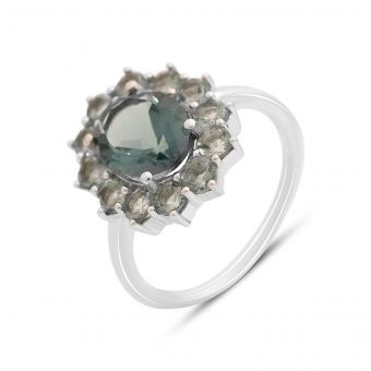 Серебряное кольцо Tiva с топазом Лондон Блю 3.749ct, вес изделия 3,68 гр (2024583) 18.5 размер