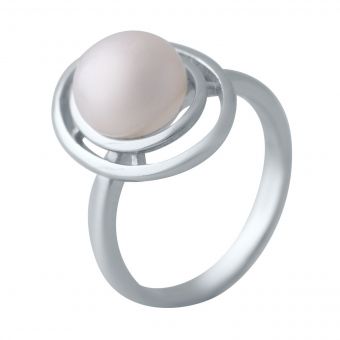 Серебряное кольцо Tiva с натуральным жемчугом, вес изделия 4,55 гр (2038085) 17.5 размер