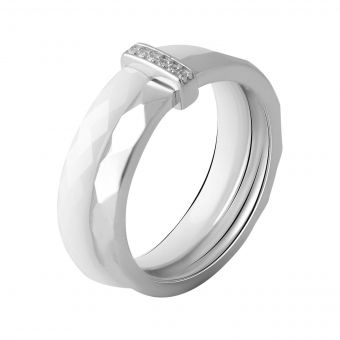 Серебряное кольцо Tiva с керамикой, вес изделия 3,79 гр (2048183) 17 размер