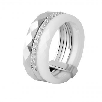 Серебряное кольцо Tiva с керамикой, вес изделия 5,29 гр (2048213) 17.5 размер