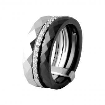 Серебряное кольцо Tiva с керамикой, вес изделия 5,44 гр (2048220) 18.5 размер