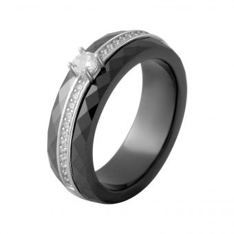 Серебряное кольцо Tiva с керамикой, вес изделия 7,19 гр (2070030) 18.5 размер