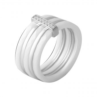 Серебряное кольцо Tiva с керамикой, фианитами, вес изделия 9,03 гр (2070054) 18 размер
