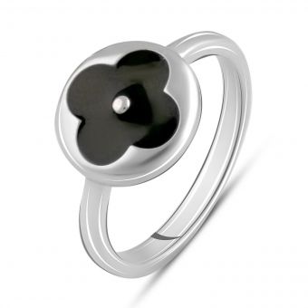 Серебряное кольцо Tiva с натуральным ониксом, вес изделия 2,97 гр (2098898) 17 размер