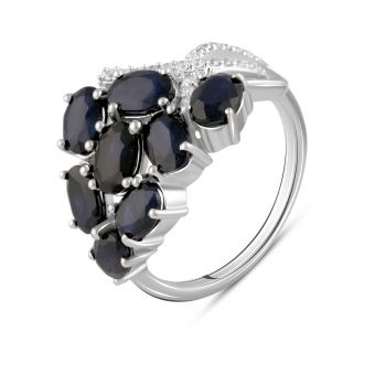 Серебряное кольцо Tiva с натуральным сапфиром 4.6ct, вес изделия 4,58 гр (2104681) 17 размер
