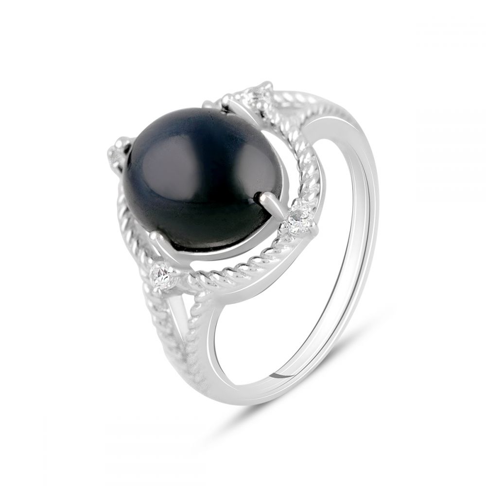 Серебряное кольцо Tiva с натуральным сапфиром, топазом белым, вес изделия 5,75 гр (2115007) 19 размер