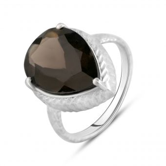 Серебряное кольцо Tiva с натуральным раухтопазом (дымчатым кварцем) 4.6ct, вес изделия 4,91 гр (2120773) 18 размер