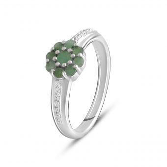 Серебряное кольцо Tiva с натуральным изумрудом 0.973ct, вес изделия 2,35 гр (2127604) 17 размер