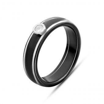 Серебряное кольцо Tiva с керамикой, фианитами, вес изделия 4,29 гр (2149309) 19 размер