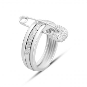 Серебряное кольцо Tiva с фианитами, вес изделия 5,51 гр (2157236) 18 размер