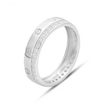 Серебряное кольцо Tiva с фианитами, вес изделия 3,29 гр (2157243) 19 размер