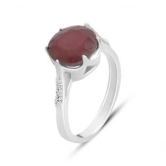 Серебряное кольцо Tiva с натуральным рубином 5.641ct, вес изделия 4,35 гр (2157946) 18 размер