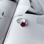 Серебряное кольцо Tiva с натуральным рубином 5.641ct, вес изделия 4,35 гр (2157946) 18 размер