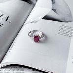 Серебряное кольцо Tiva с натуральным рубином 4.015ct, вес изделия 3,3 гр (2157977) 18.5 размер
