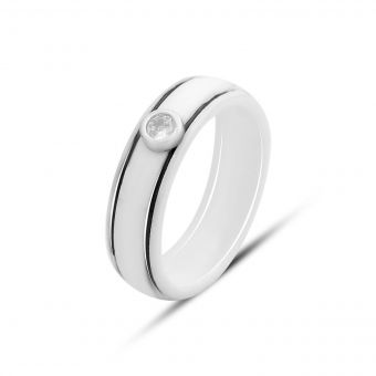 Серебряное кольцо Tiva с керамикой, фианитами, вес изделия 4,52 гр (2159971) 19 размер