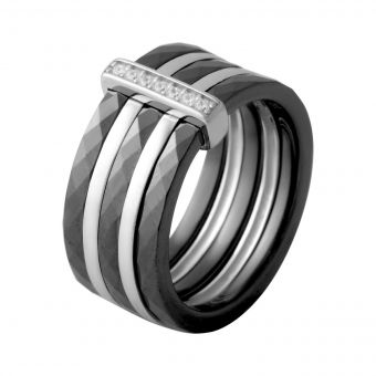 Серебряное кольцо Tiva с керамикой, фианитами, вес изделия 7,99 гр (2070047) 19 размер
