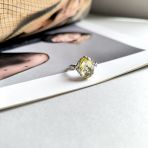 Серебряное кольцо Tiva с Натуральным зеленим кварцем 4.895ct, фианитами, вес изделия 4,72 гр (2162148) 17.5 размер