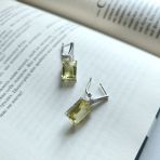 Серебряные серьги Tiva с Натуральным зеленим кварцем 14.763ct, фианитами (2162339) 