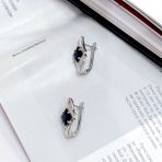 Серебряные серьги Tiva с натуральным сапфиром 4.25ct, фианитами (2162605) 