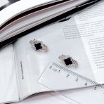 Серебряные серьги Tiva с натуральным сапфиром 4.25ct, фианитами (2162605) 