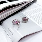 Серебряные серьги Tiva с натуральным рубином 9.208ct, фианитами (2165170) 