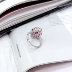 Серебряное кольцо Tiva с натуральным рубином 5.075ct, фианитами, вес изделия 4,91 гр (2165194) 18 размер