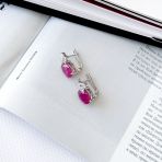 Серебряные серьги Tiva с натуральным рубином 6.077ct, фианитами (2165286) 