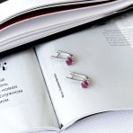 Серебряные серьги Tiva с натуральным рубином 1.476ct, фианитами (2165347) 