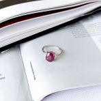 Серебряное кольцо Tiva с натуральным рубином 3.841ct, фианитами, вес изделия 2,69 гр (2165361) 18 размер