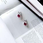 Серебряные серьги Tiva с натуральным рубином 2.633ct, фианитами (2165439) 