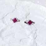 Серебряные серьги Tiva с натуральным рубином 2.633ct, фианитами (2165439)