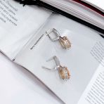 Серебряные серьги Tiva с Натуральным золотим кварцем 8.82ct, фианитами (2165521) 