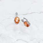 Серебряные серьги Tiva с Натуральным золотим кварцем 8.82ct, фианитами (2165521) 