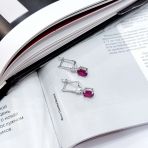 Серебряные серьги Tiva с натуральным рубином 3.72ct, фианитами (2165620) 