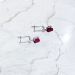 Серебряные серьги Tiva с натуральным рубином 3.72ct, фианитами (2165620) 