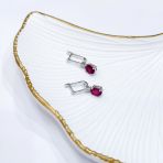 Серебряные серьги Tiva с натуральным рубином 3.72ct, фианитами (2165620)