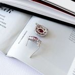 Серебряные серьги Tiva с натуральным рубином 10.471ct, фианитами (2165644) 