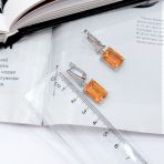 Серебряные серьги Tiva с Натуральным золотим кварцем 13.946ct, фианитами (2165774) 