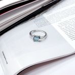 Серебряное кольцо Tiva с топазом Лондон Блю 1.41ct, вес изделия 2,48 гр (2166955) 18 размер