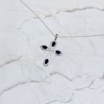 Серебряное колье Tiva с натуральным сапфиром 1.152ct, вес изделия 3,88 гр (2167631) 450500 размер