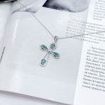 Серебряное колье Tiva с натуральным изумрудом 0.879ct, вес изделия 3,89 гр (2167655) 450500 размер