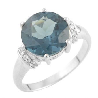 Серебряное кольцо Tiva с топазом Лондон Блю 4.528ct, вес изделия 4,49 гр (1449745) 18 размер