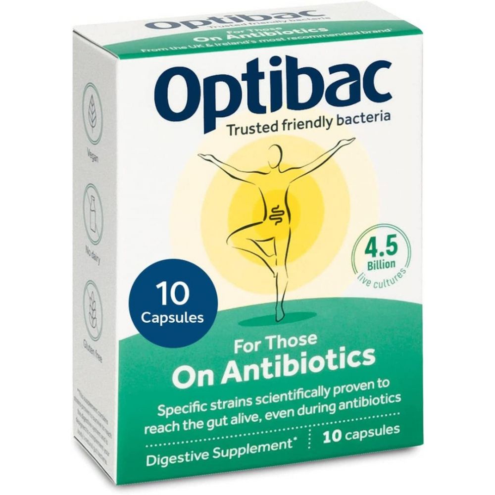 Пробіотики для тих, хто приймає антибіотики OptiBac Probiotics, 10 капсул