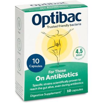 Пробіотики для тих, хто приймає антибіотики OptiBac Probiotics, 10 капсул