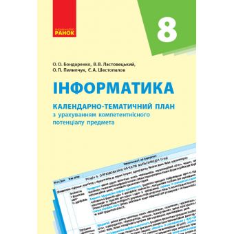 Інформатика. 8 клас: календарно-тематичний план з урахуванням компетентнісного потенціалу предмета