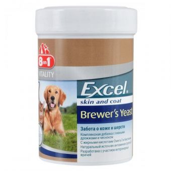 Витамины 8in1 Excel «Brewers Yeast» для собак и кошек, пивные дрожжи с чесноком, 260 шт (для кожи и шерсти)